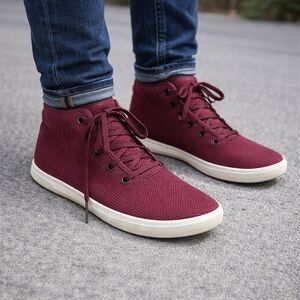 Allbirds Men’s Tree Topper Sneakers Burgundy Merino Wool High Top Lightweight